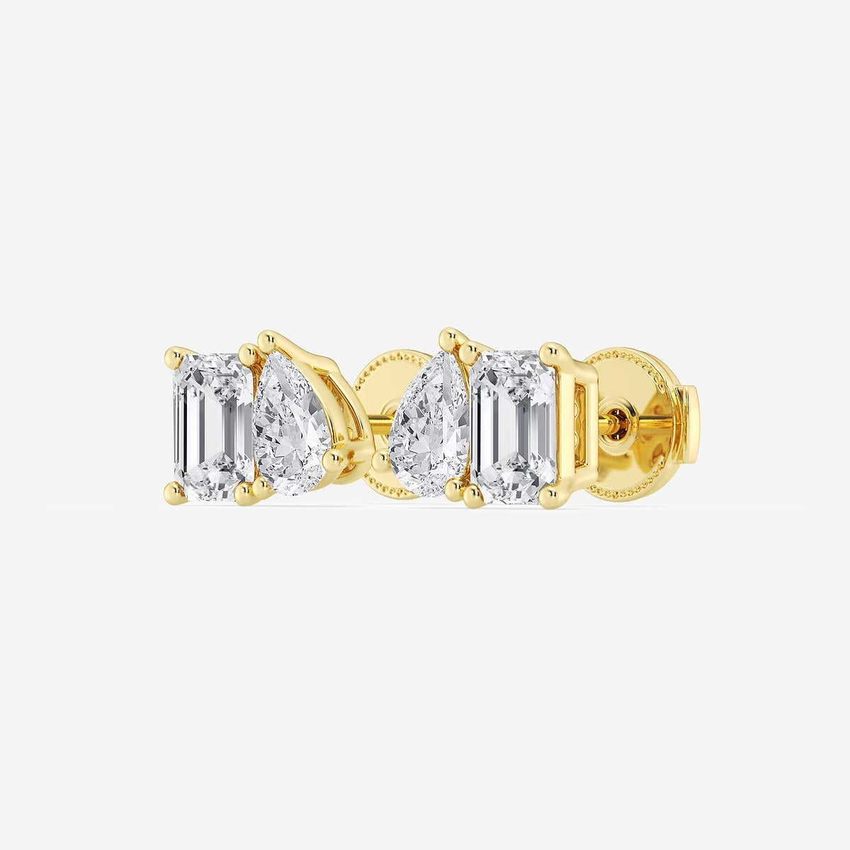 4.00 Ct Toi Et Moi Emerald and Pear Stud Earrings