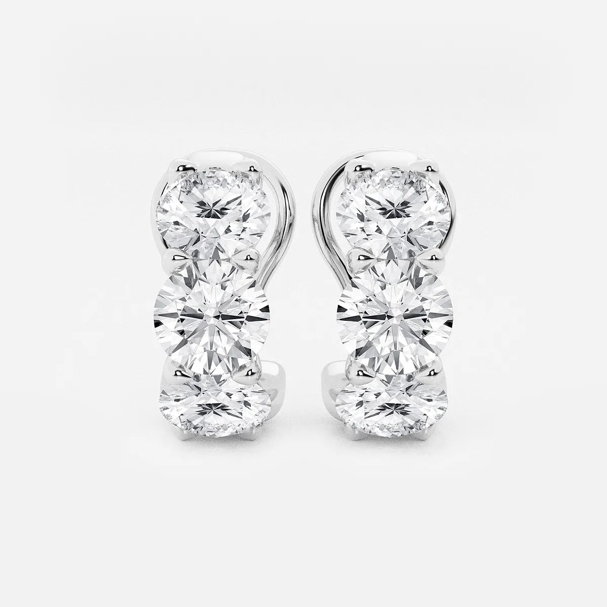 4.20Ct Round Lab Grown Diamond Huggie Hoop Earrings