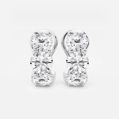 4.20Ct Round Lab Grown Diamond Huggie Hoop Earrings