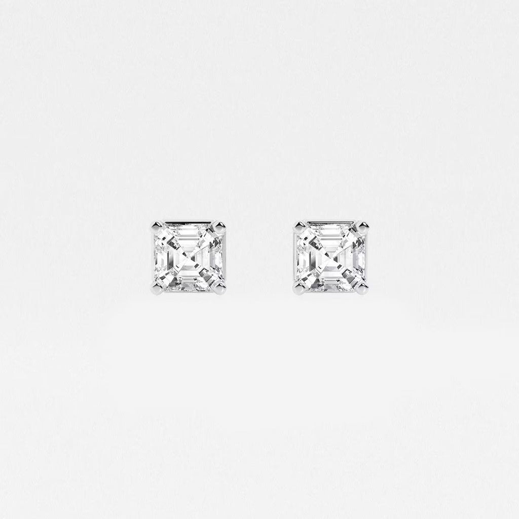 1.00 Ct Asscher Solitaire Four Prong Stud Earrings