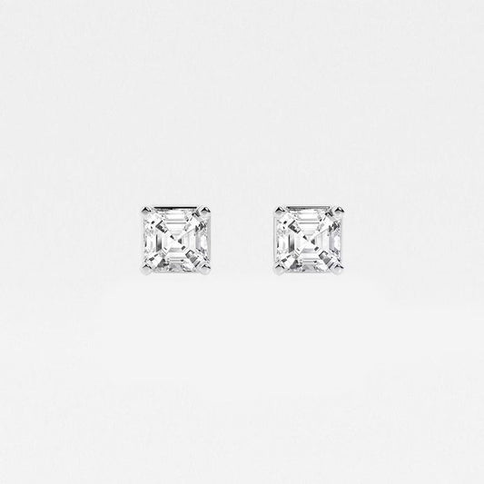 1.00 Ct Asscher Solitaire Four Prong Stud Earrings