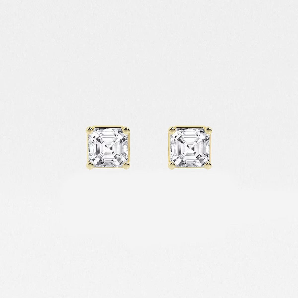 1.00 Ct Asscher Solitaire Four Prong Stud Earrings