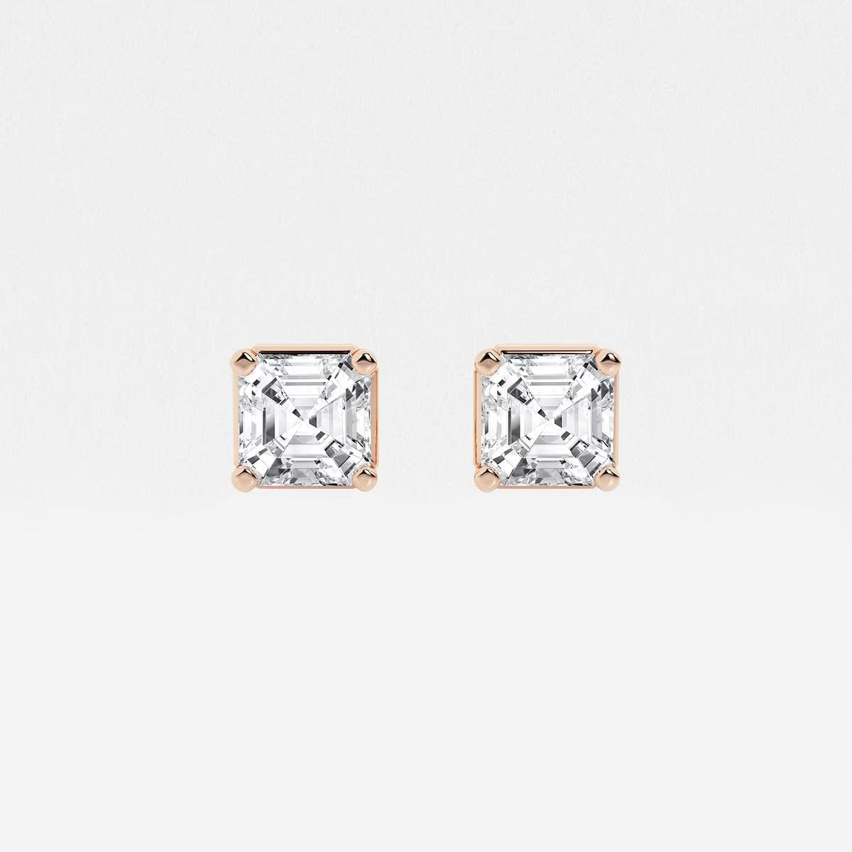 1.50 Ct Asscher Solitaire Four Prong Stud Earrings