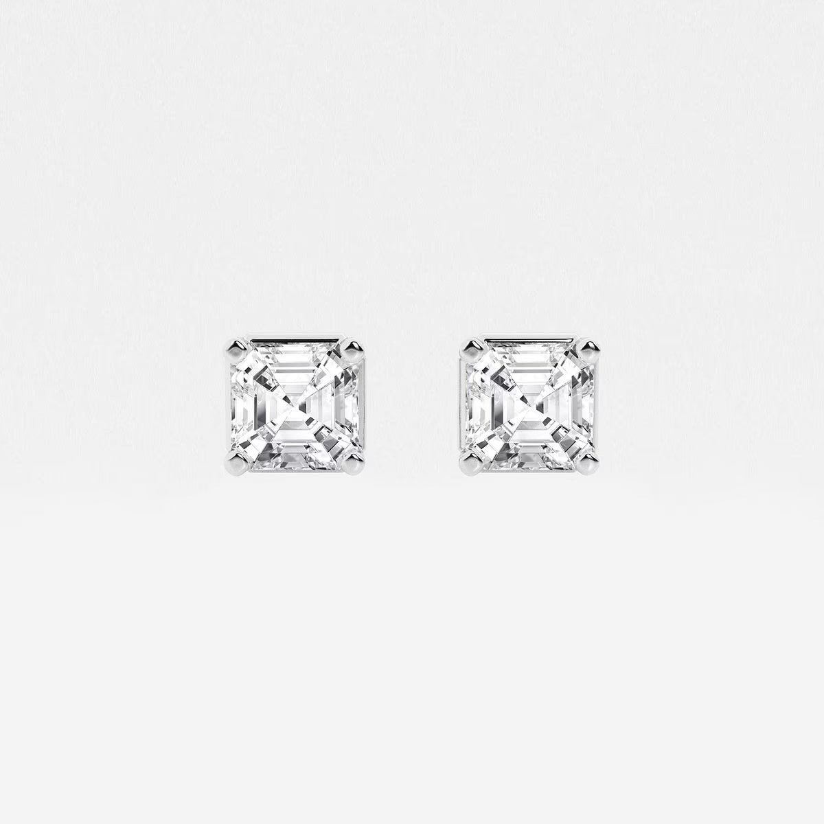 1.50 Ct Asscher Solitaire Four Prong Stud Earrings