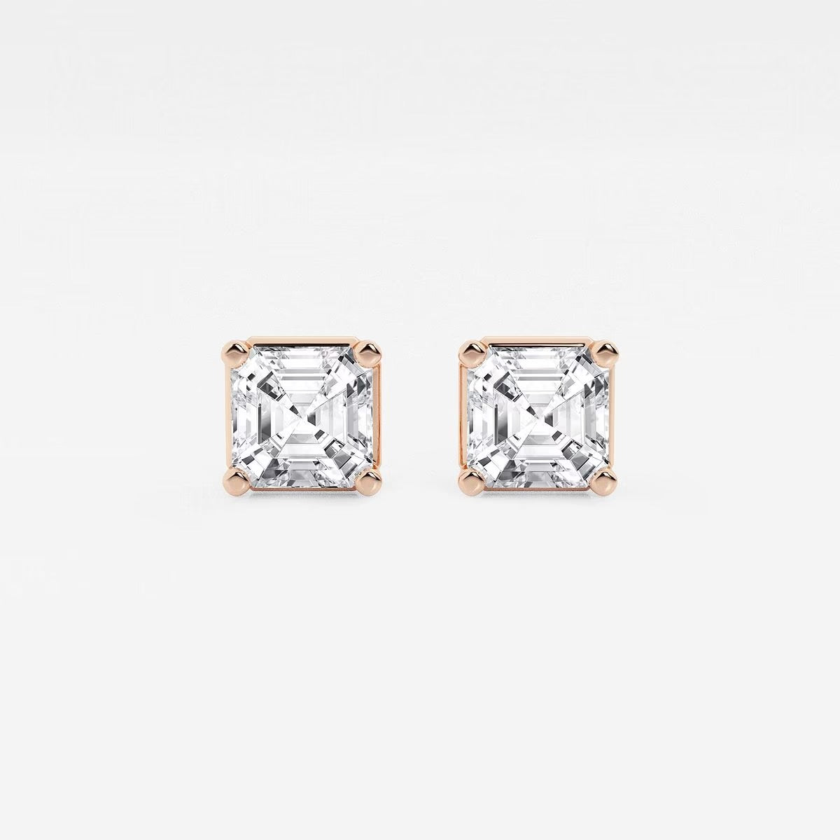 2.00 Ct Asscher Solitaire Four Prong Stud Earrings