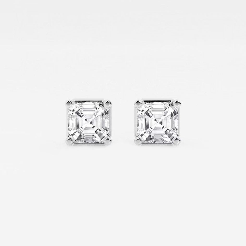 2.00 Ct Asscher Solitaire Four Prong Stud Earrings