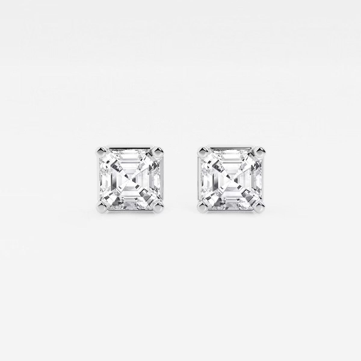 2.00 Ct Asscher Solitaire Four Prong Stud Earrings