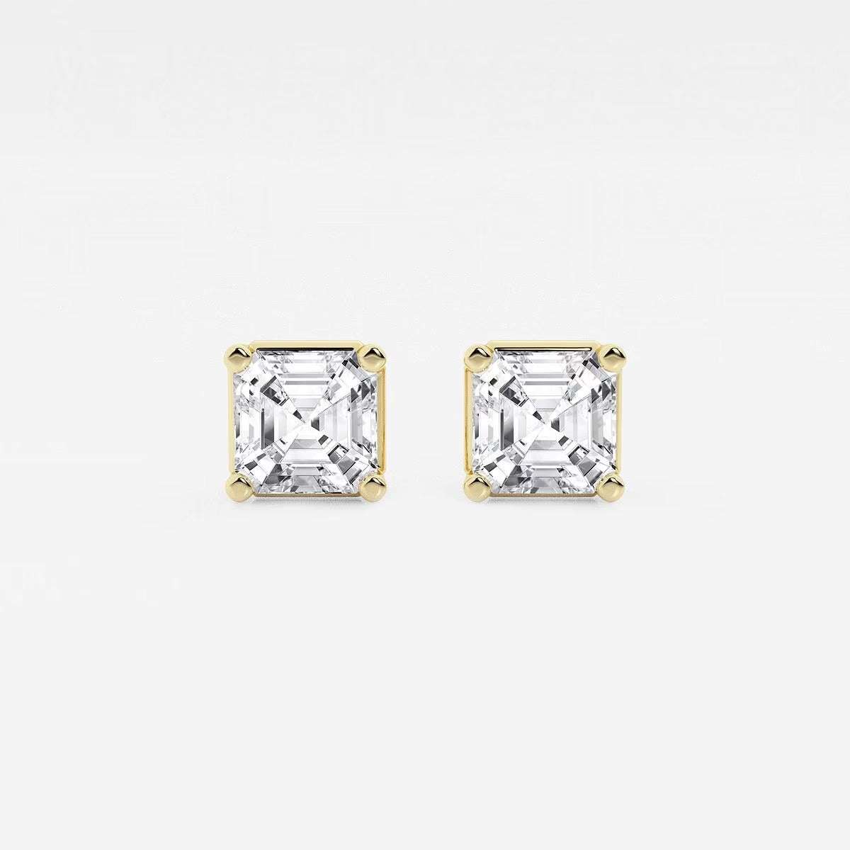 2.00 Ct Asscher Solitaire Four Prong Stud Earrings