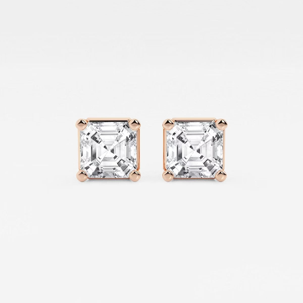 3.00 Ct Asscher Solitaire Four Prong Stud Earrings