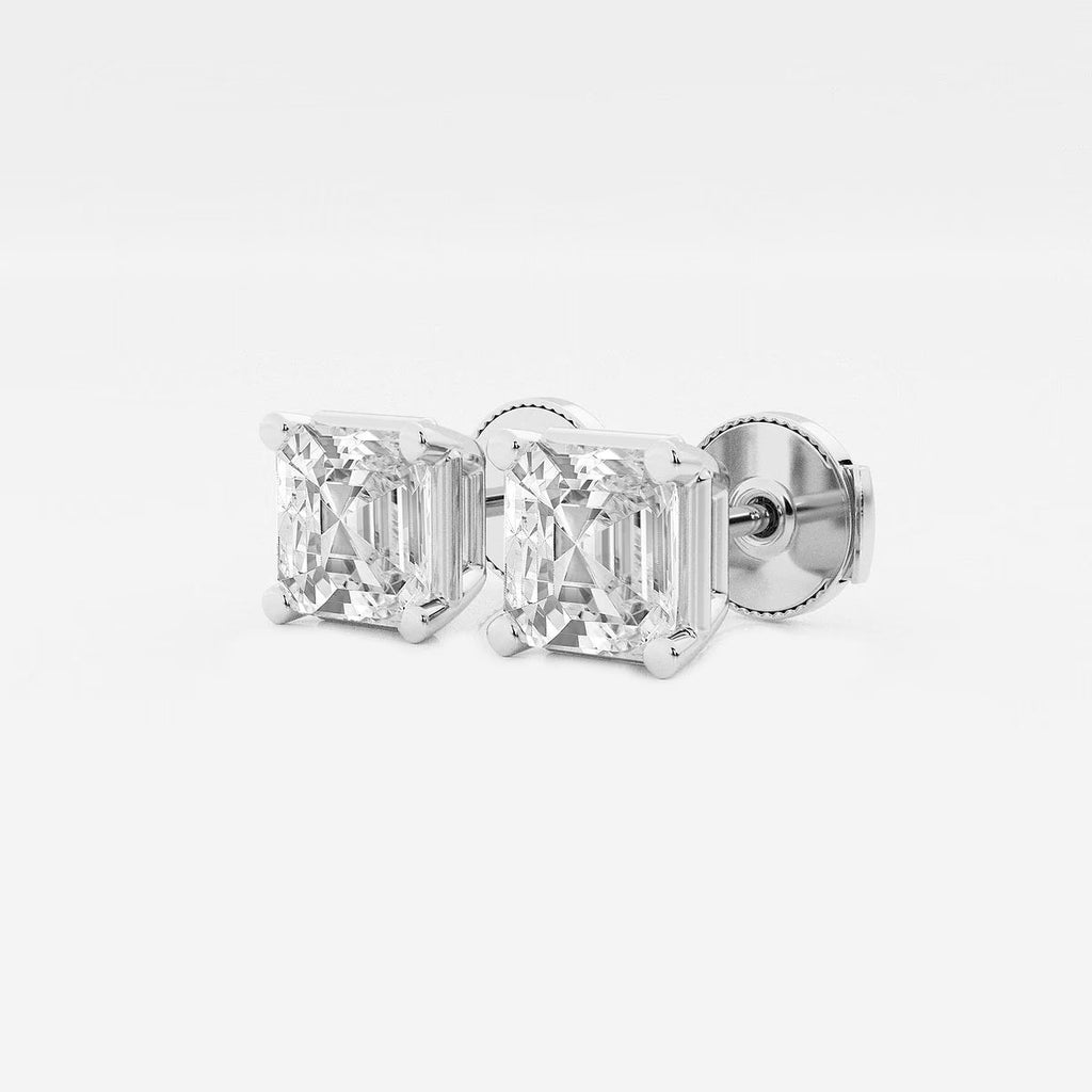 3.00 Ct Asscher Solitaire Four Prong Stud Earrings
