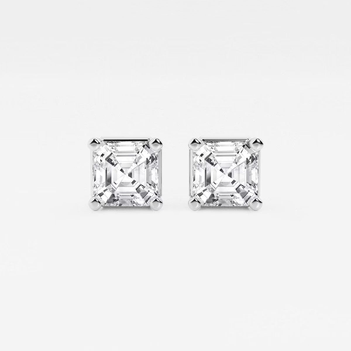 3.00 Ct Asscher Solitaire Four Prong Stud Earrings