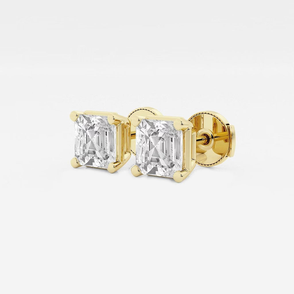 3.00 Ct Asscher Solitaire Four Prong Stud Earrings