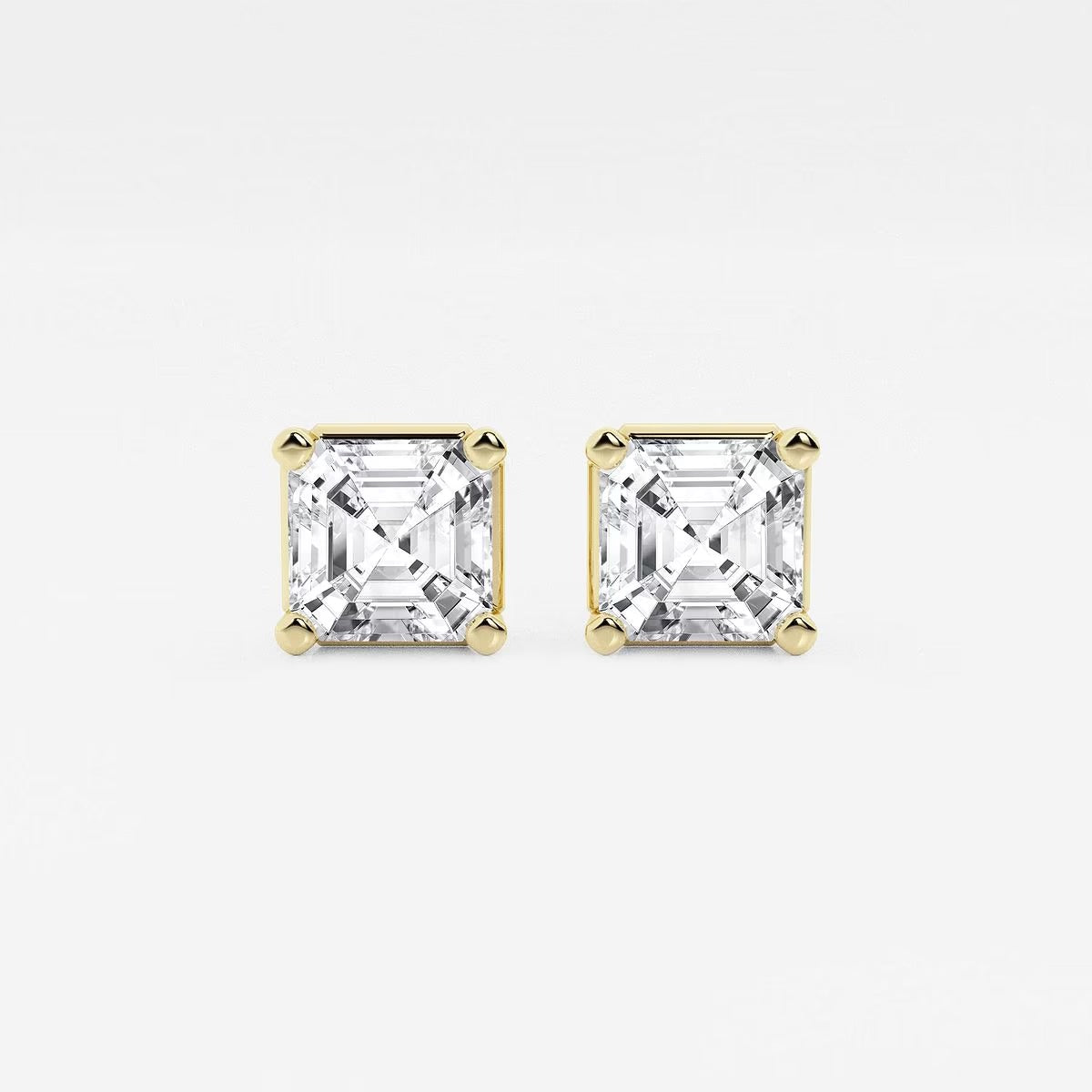 3.00 Ct Asscher Solitaire Four Prong Stud Earrings