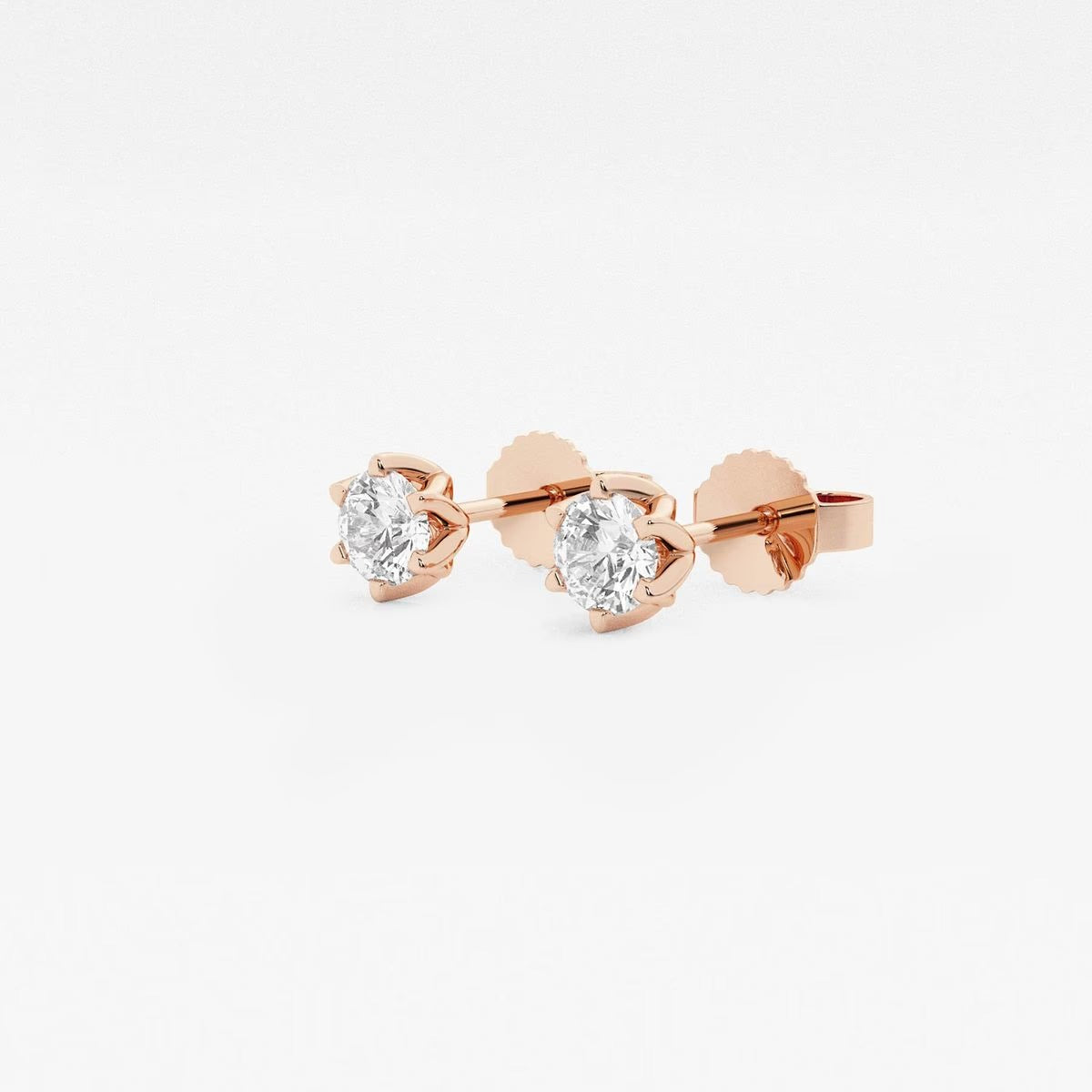 0.50 Ct Round Six Prong Flower Petal Solitaire Stud Earring 