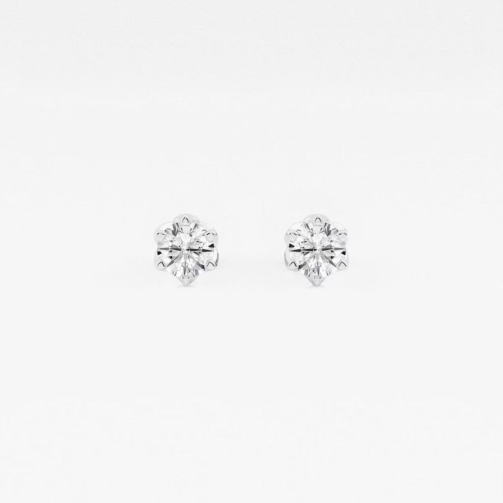 0.50 Ct Round Six Prong Flower Petal Solitaire Stud Earring 