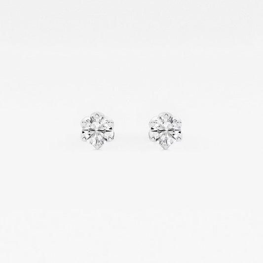0.50 Ct Round Six Prong Flower Petal Solitaire Stud Earring 