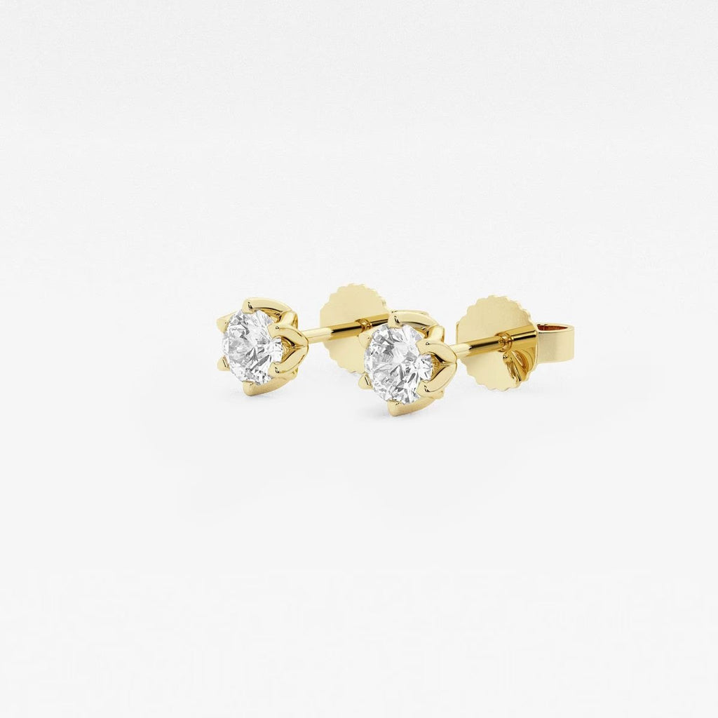 0.50 Ct Round Six Prong Flower Petal Solitaire Stud Earring 