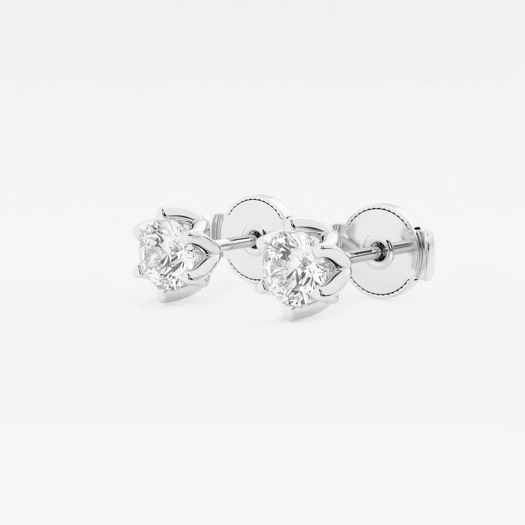 1.00 Ct Round Six Prong Flower Petal Solitaire Stud Earring 