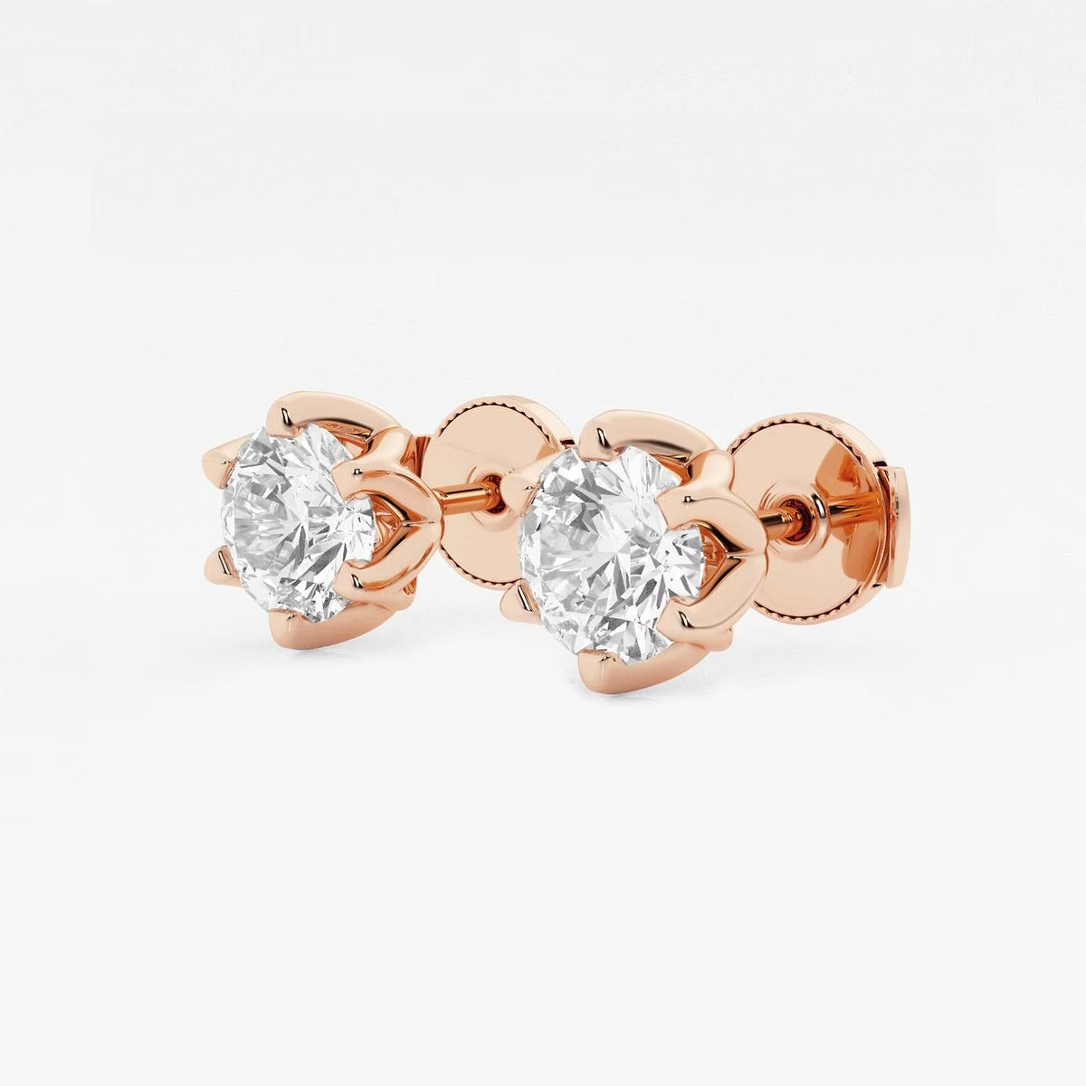 3.00 Ct Round Six Prong Flower Petal Solitaire Stud Earring