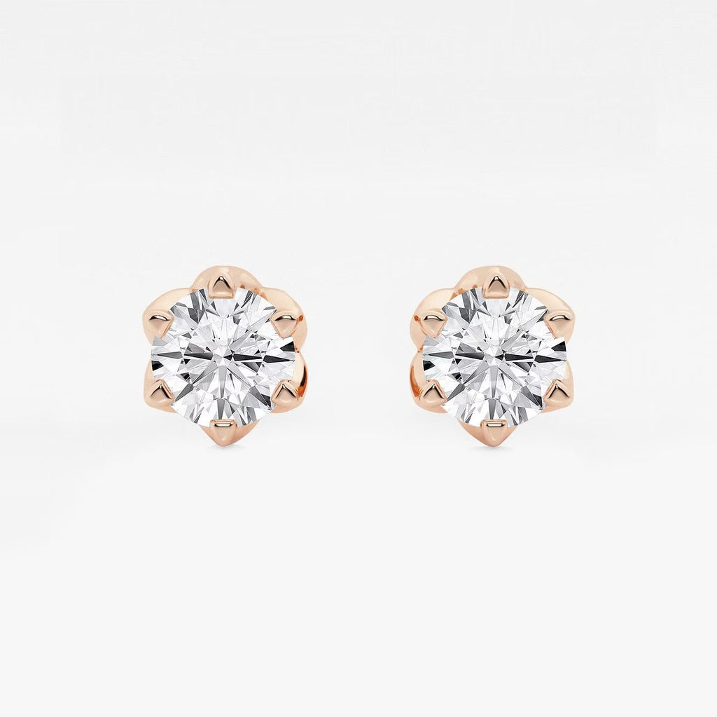 3.00 Ct Round Six Prong Flower Petal Solitaire Stud Earring