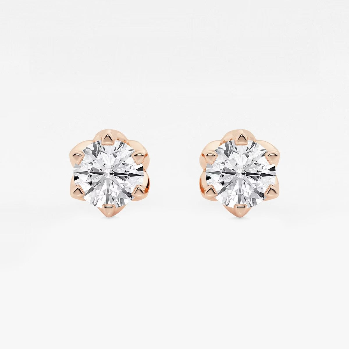 3.00 Ct Round Six Prong Flower Petal Solitaire Stud Earring
