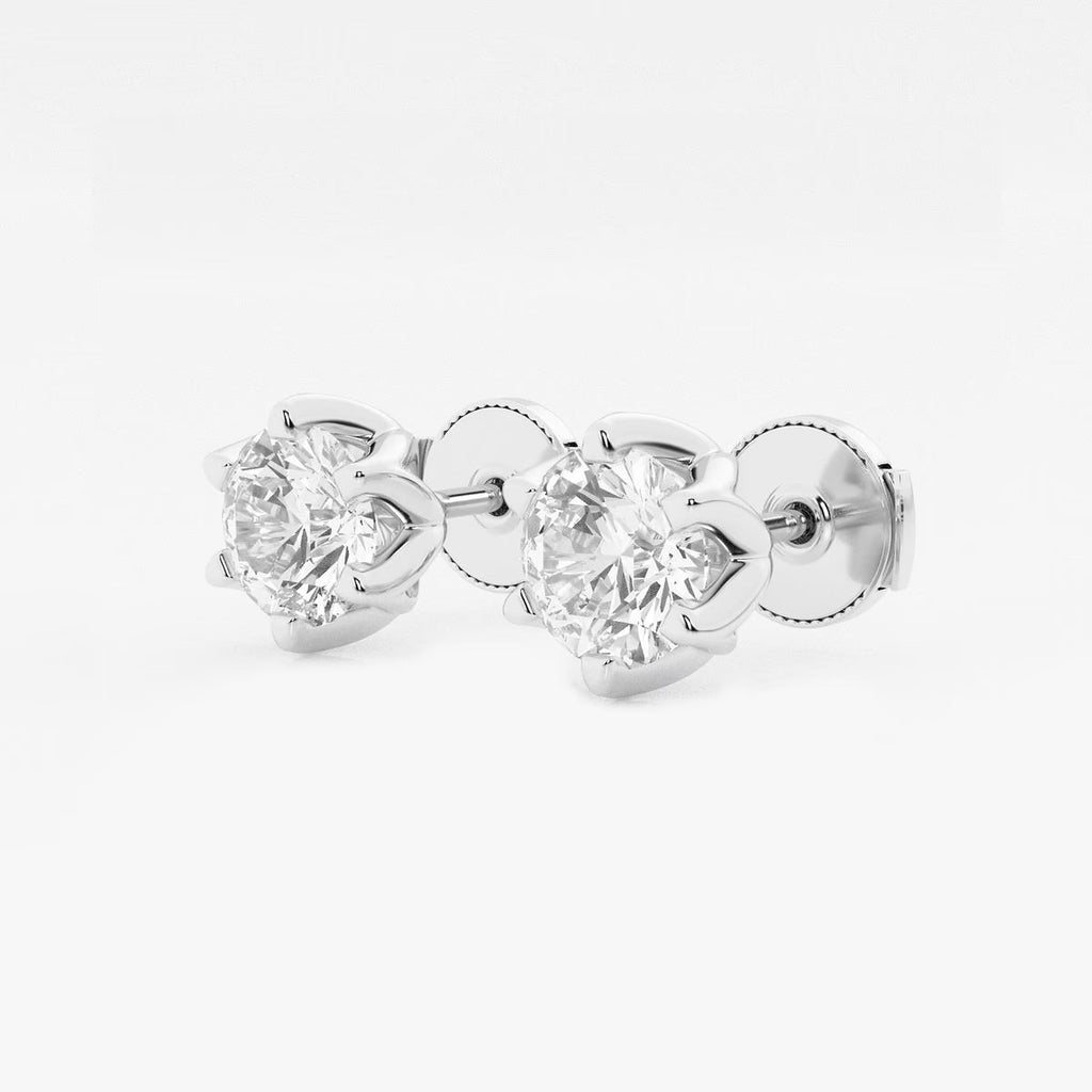 3.00 Ct Round Six Prong Flower Petal Solitaire Stud Earring