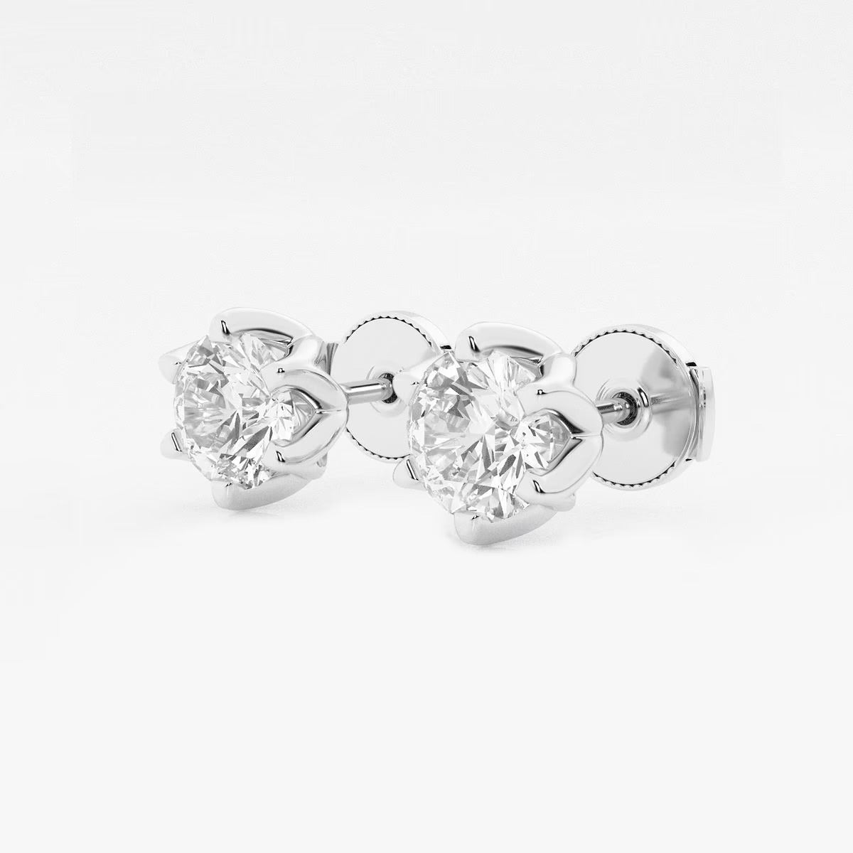 3.00 Ct Round Six Prong Flower Petal Solitaire Stud Earring