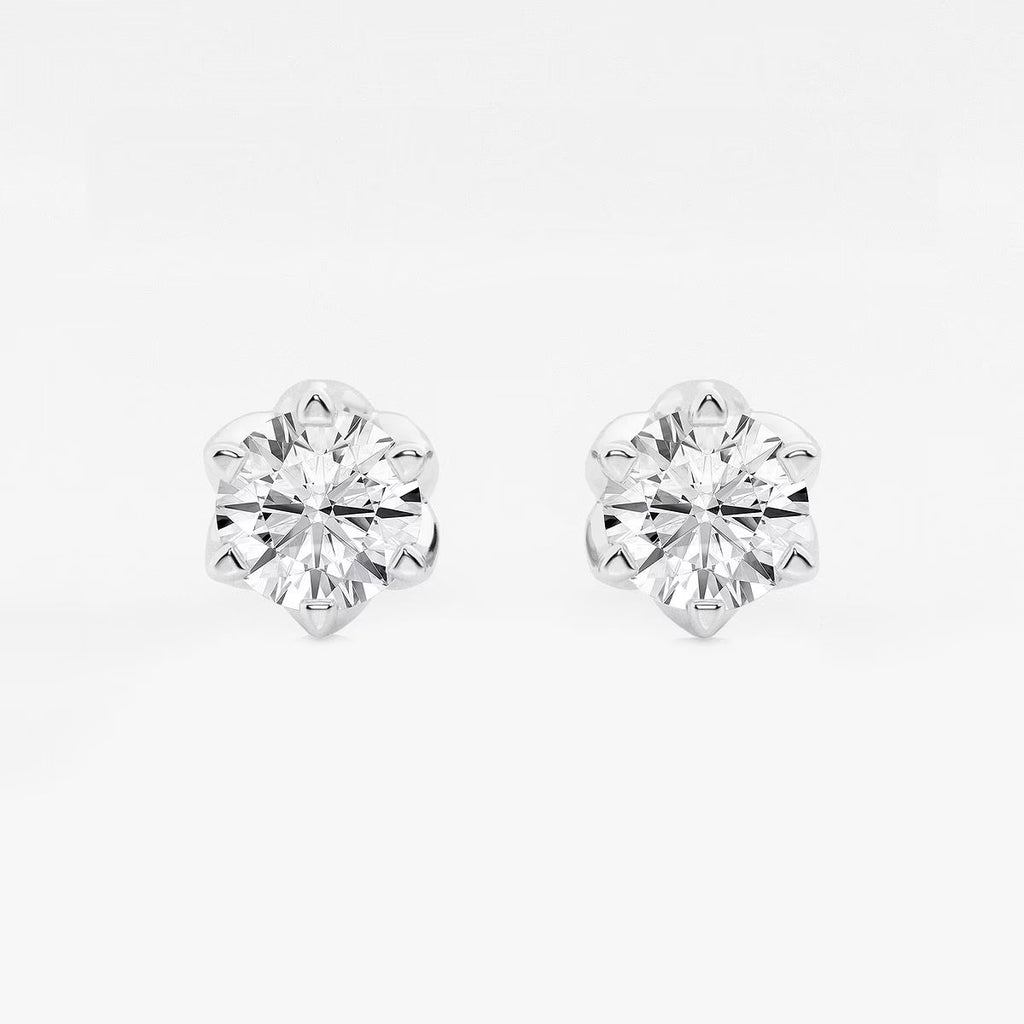 3.00 Ct Round Six Prong Flower Petal Solitaire Stud Earring