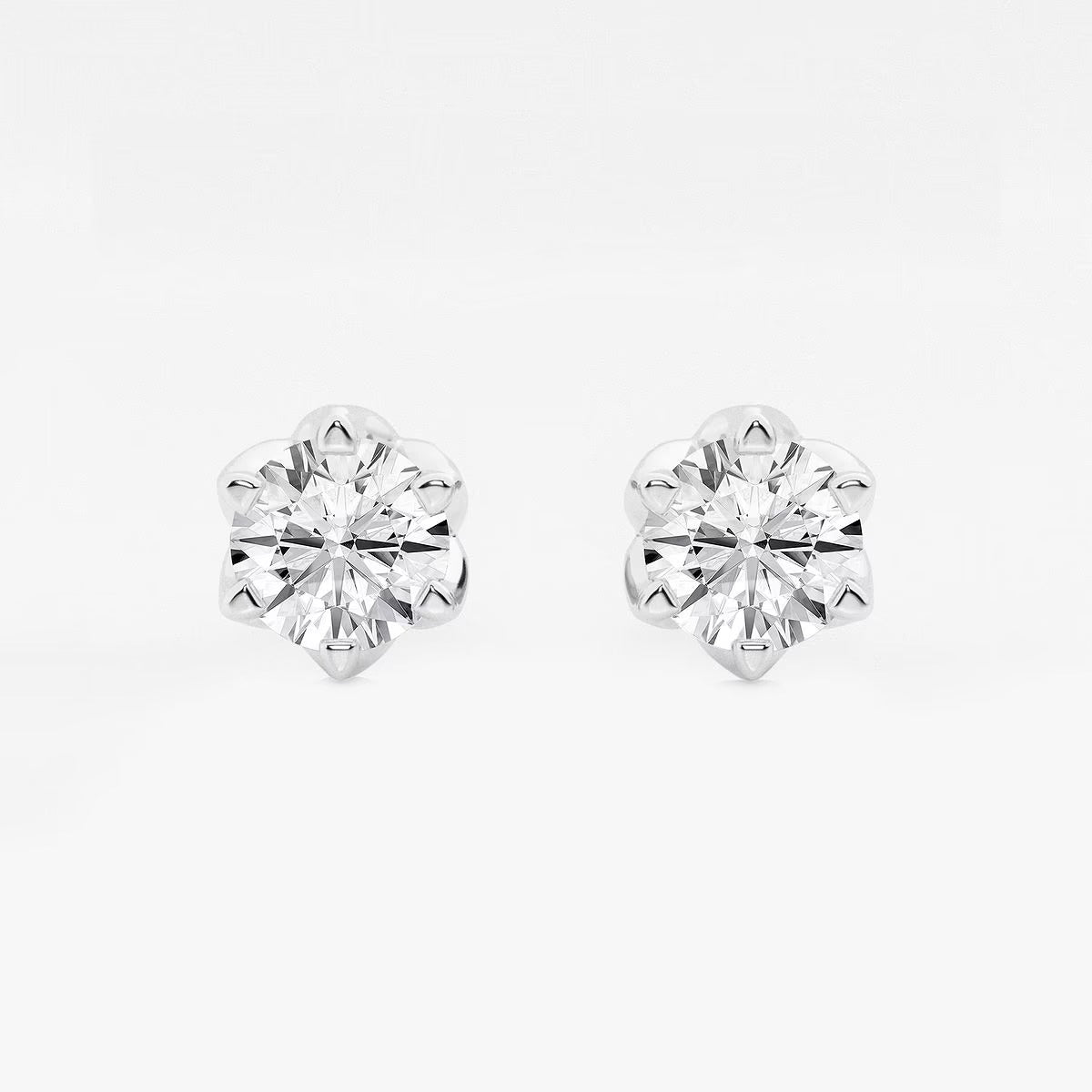 3.00 Ct Round Six Prong Flower Petal Solitaire Stud Earring