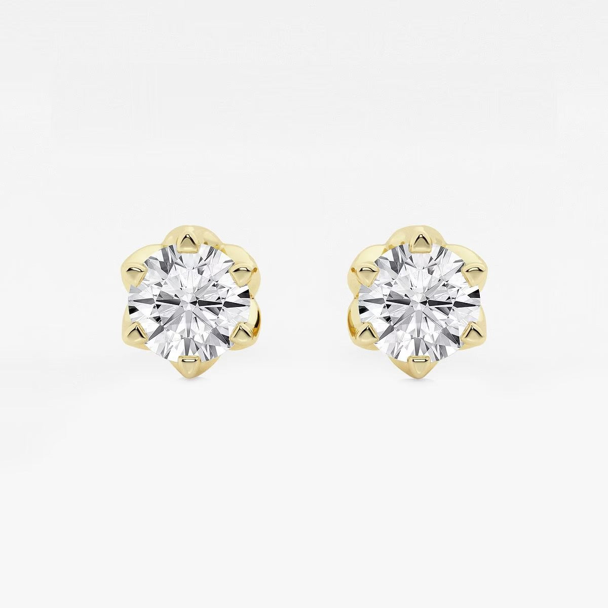 3.00 Ct Round Six Prong Flower Petal Solitaire Stud Earring