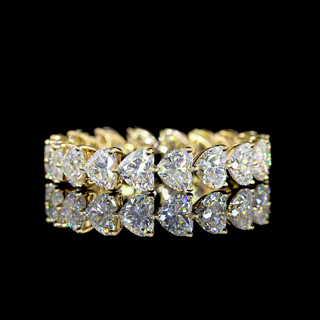 3.54 Cts 14K YELLOW GOLD Heart Shape Eternity Band Eternity Band