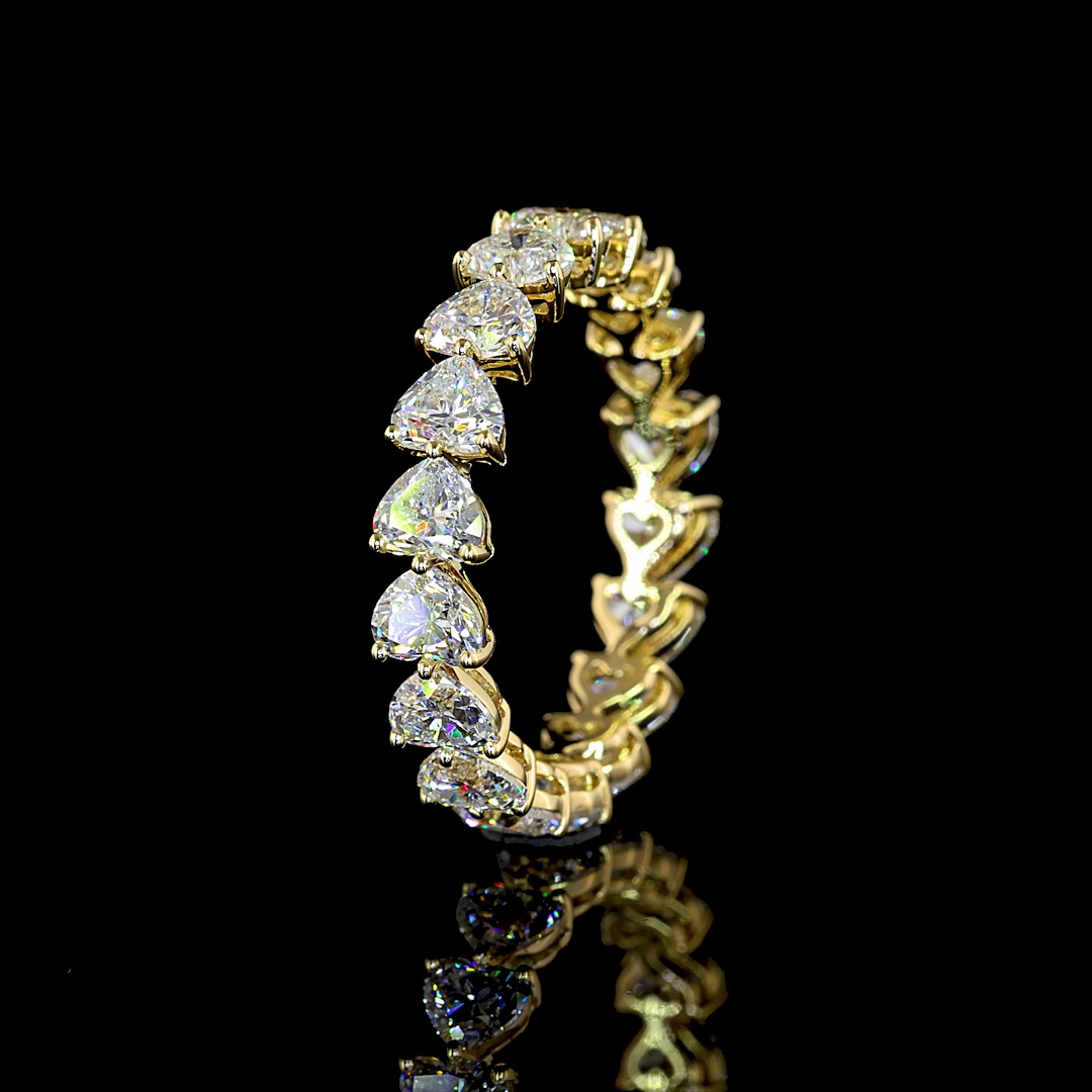 3.54 Cts 14K YELLOW GOLD Heart Shape Eternity Band Eternity Band