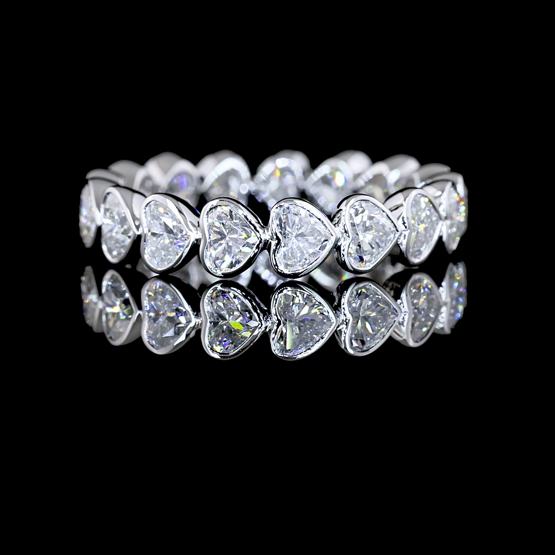2.42 Cts 14K WHITE GOLD Heart Shape Eternity Band Eternity Band
