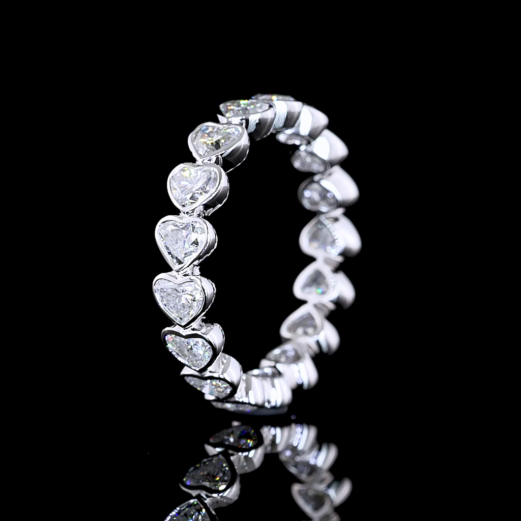 2.42 Cts 14K WHITE GOLD Heart Shape Eternity Band Eternity Band