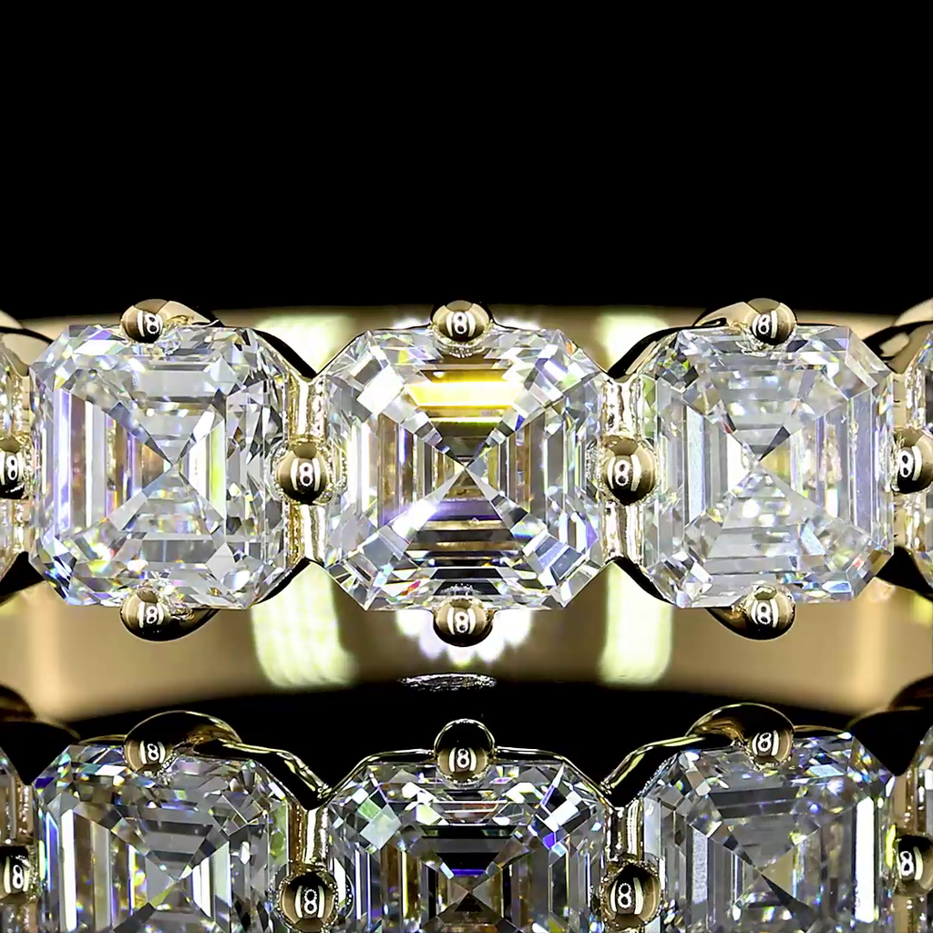 2.19 Cts 14K YELLOW GOLD Asscher Shape 7 Stones Wedding Ring