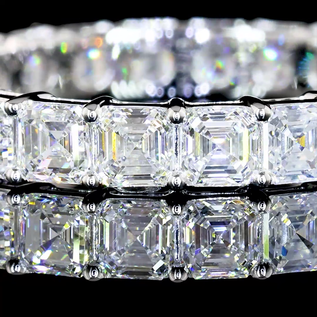 2.33 Cts 14K WHITE GOLD Asscher Shape Eternity Band Eternity Band