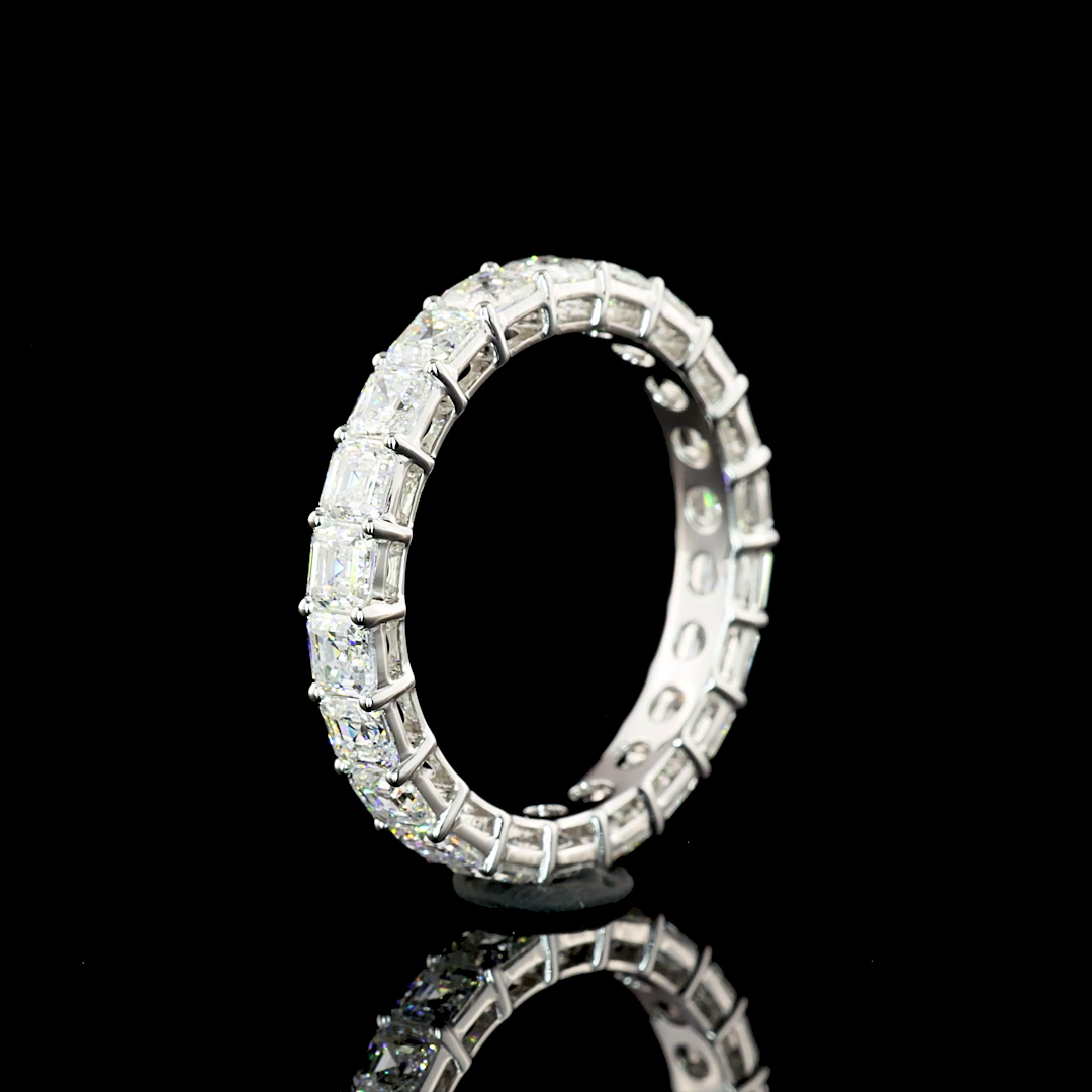 2.33 Cts 14K WHITE GOLD Asscher Shape Eternity Band Eternity Band