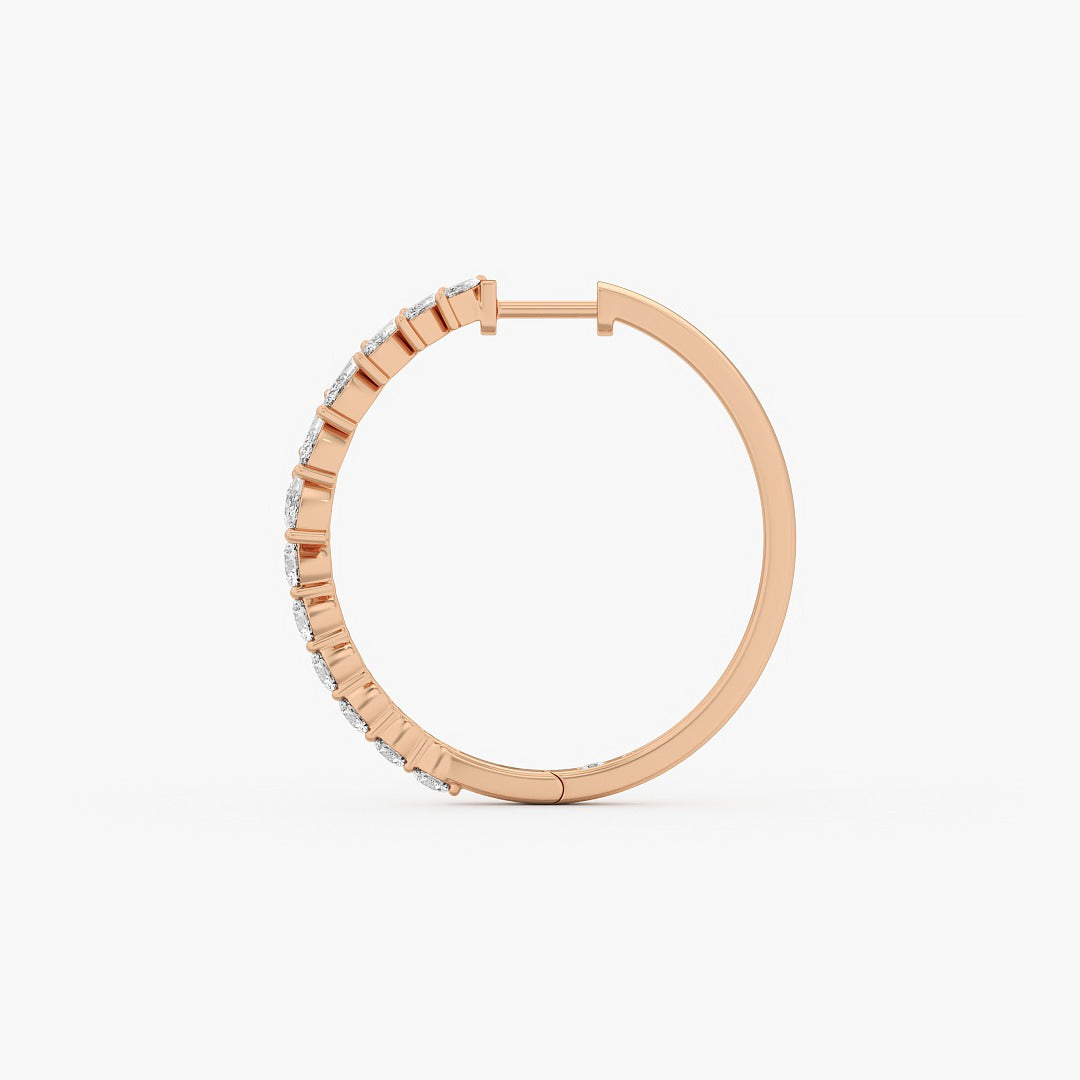 2.95 Ct Round and Marquise Cut Lab Grown Diamond Hoop Earrings