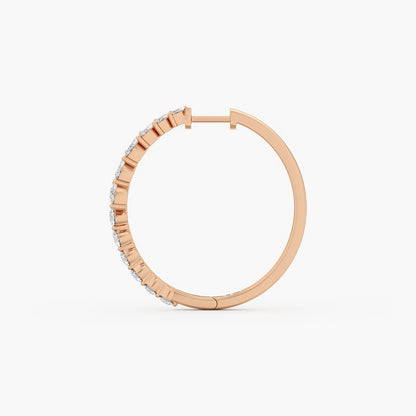 2.95 Ct Round and Marquise Cut Lab Grown Diamond Hoop Earrings