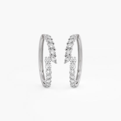 2.95 Ct Round and Marquise Cut Lab Grown Diamond Hoop Earrings