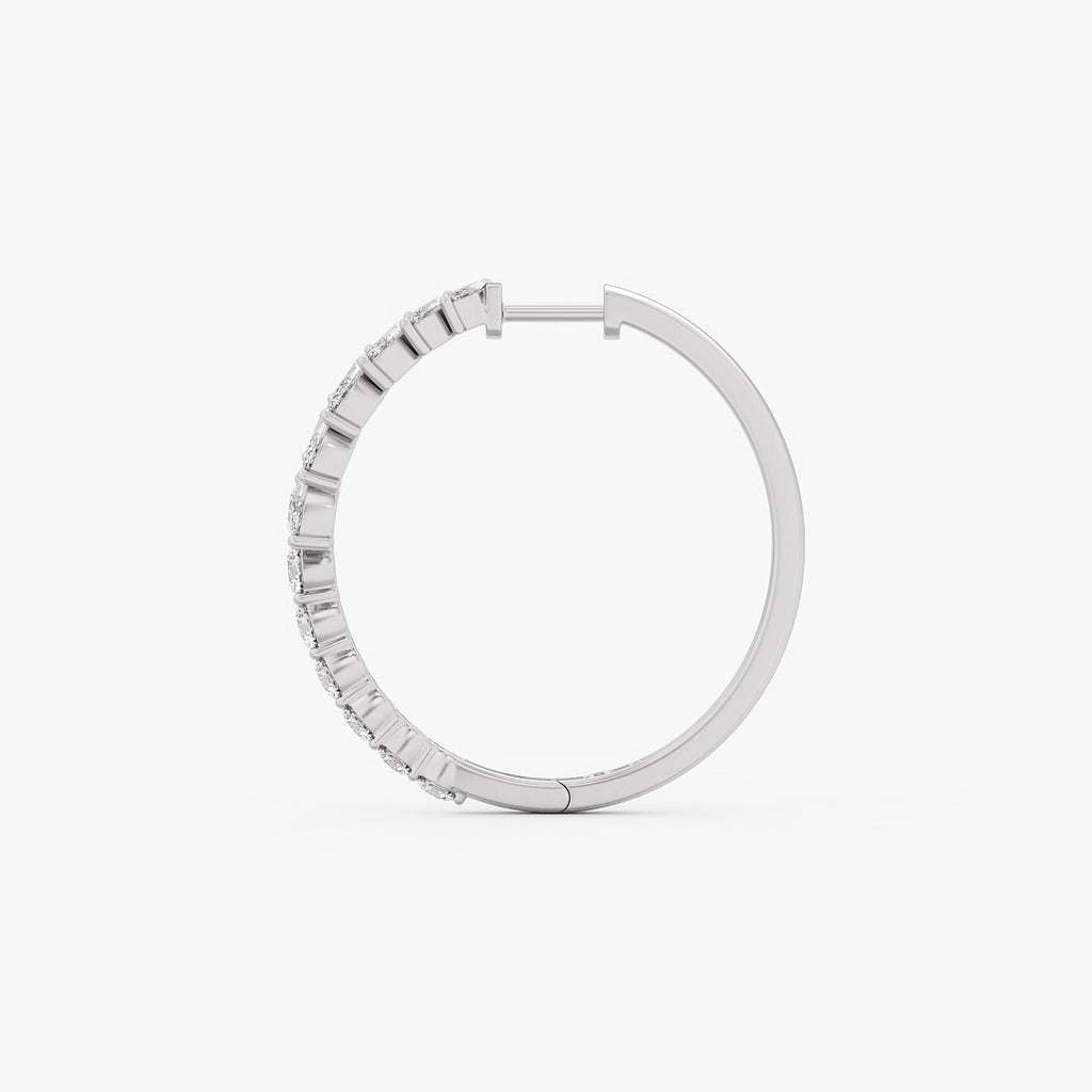 2.95 Ct Marquise And Round Cut Lab Grown Diamond Hoop Earrings