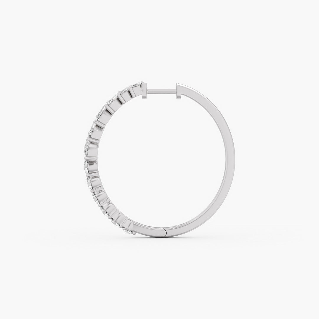 2.95 Ct Marquise And Round Cut Lab Grown Diamond Hoop Earrings