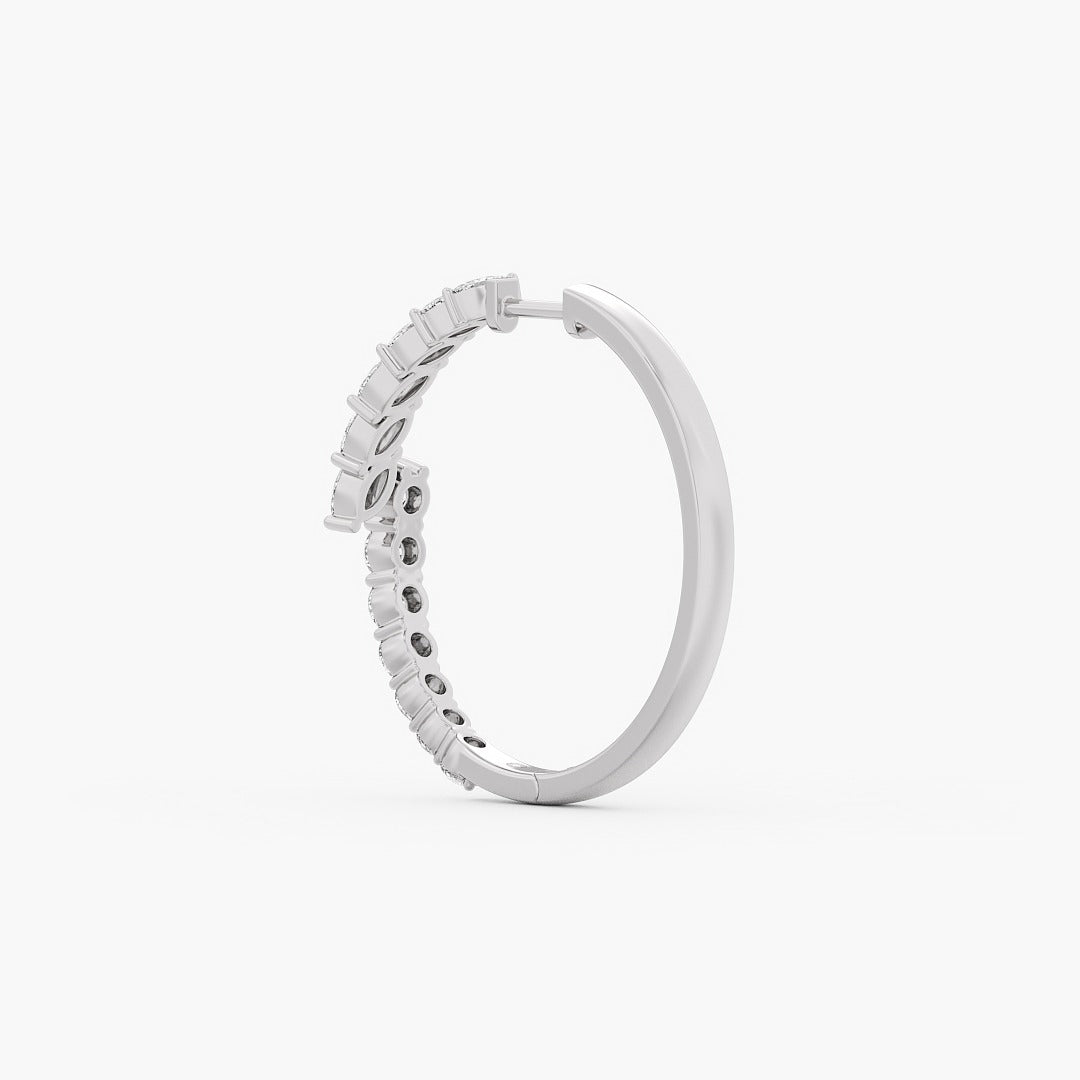2.95 Ct Marquise And Round Cut Lab Grown Diamond Hoop Earrings