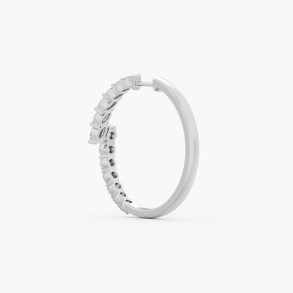 2.95 Ct Round and Marquise Cut Lab Grown Diamond Hoop Earrings