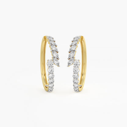 2.95 Ct Round and Marquise Cut Lab Grown Diamond Hoop Earrings