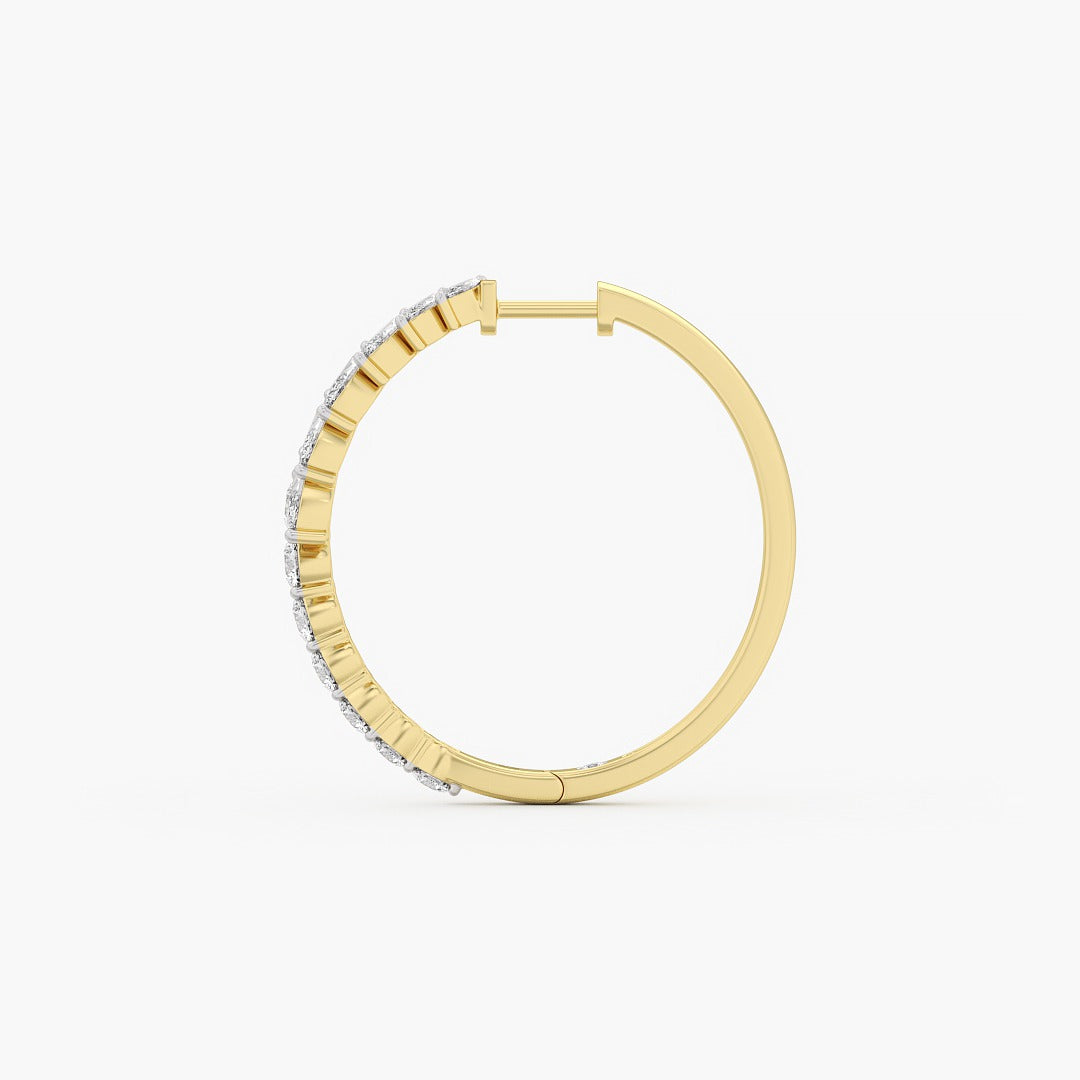 2.95 Ct Round and Marquise Cut Lab Grown Diamond Hoop Earrings