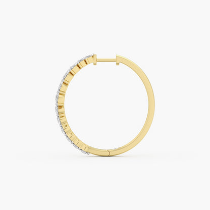 2.95 Ct Round and Marquise Cut Lab Grown Diamond Hoop Earrings
