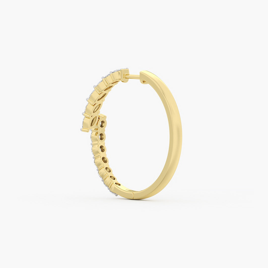 2.95 Ct Round and Marquise Cut Lab Grown Diamond Hoop Earrings