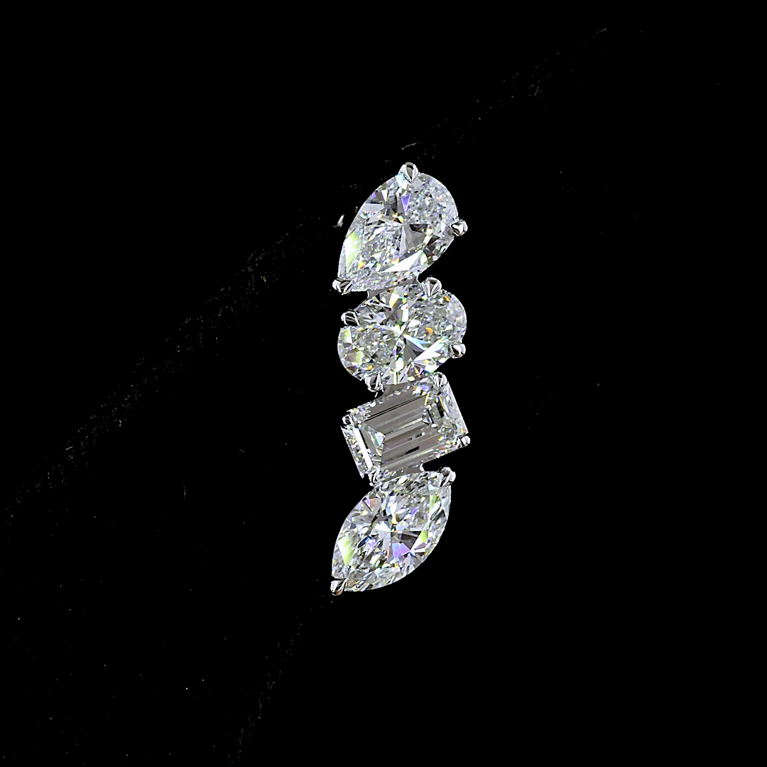 5.75 Cts 14K WHITE GOLD Mixed Shape Crawler Earring
