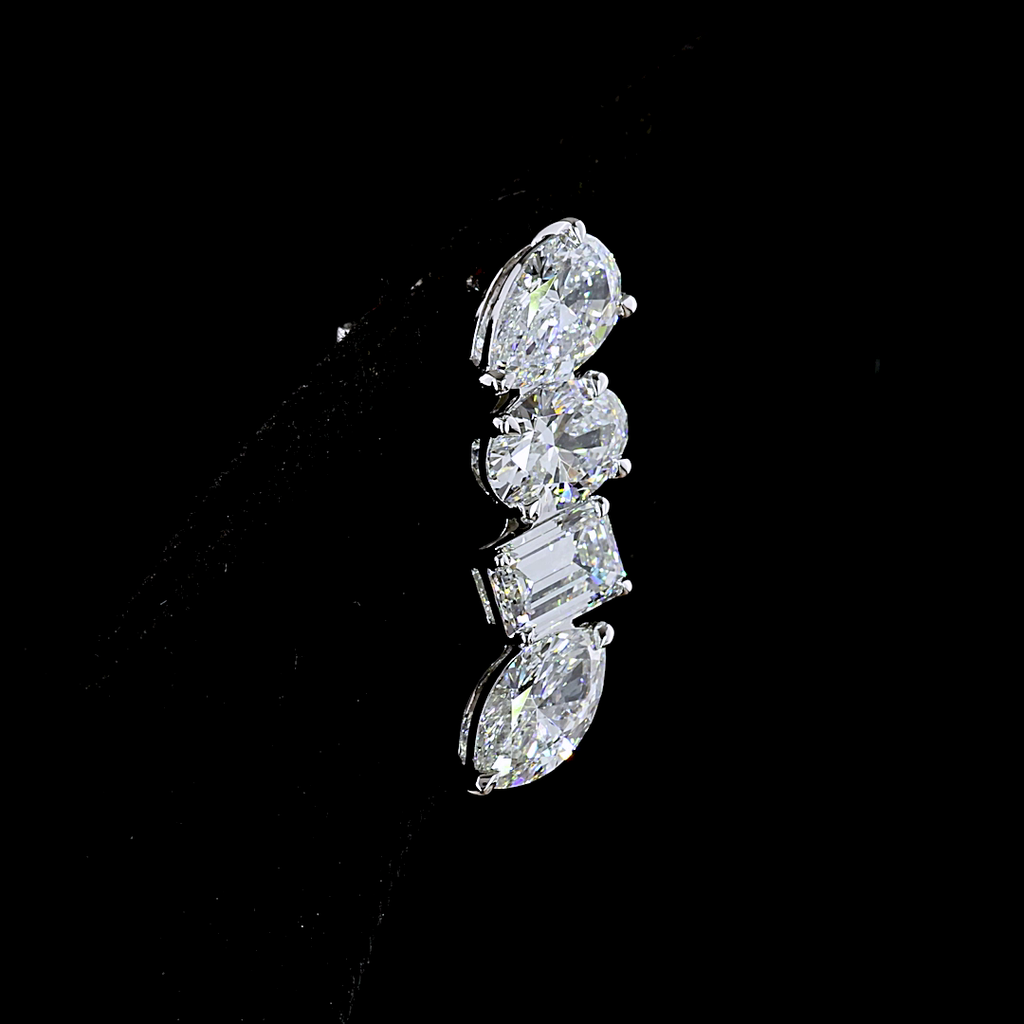 5.75 Cts 14K WHITE GOLD Mixed Shape Crawler Earring